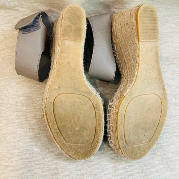 VINCE Sz 8 Sophie Leather Ankle Wrap Peep Toe Espadrille Wedges Sandals - Picture 8 of 15